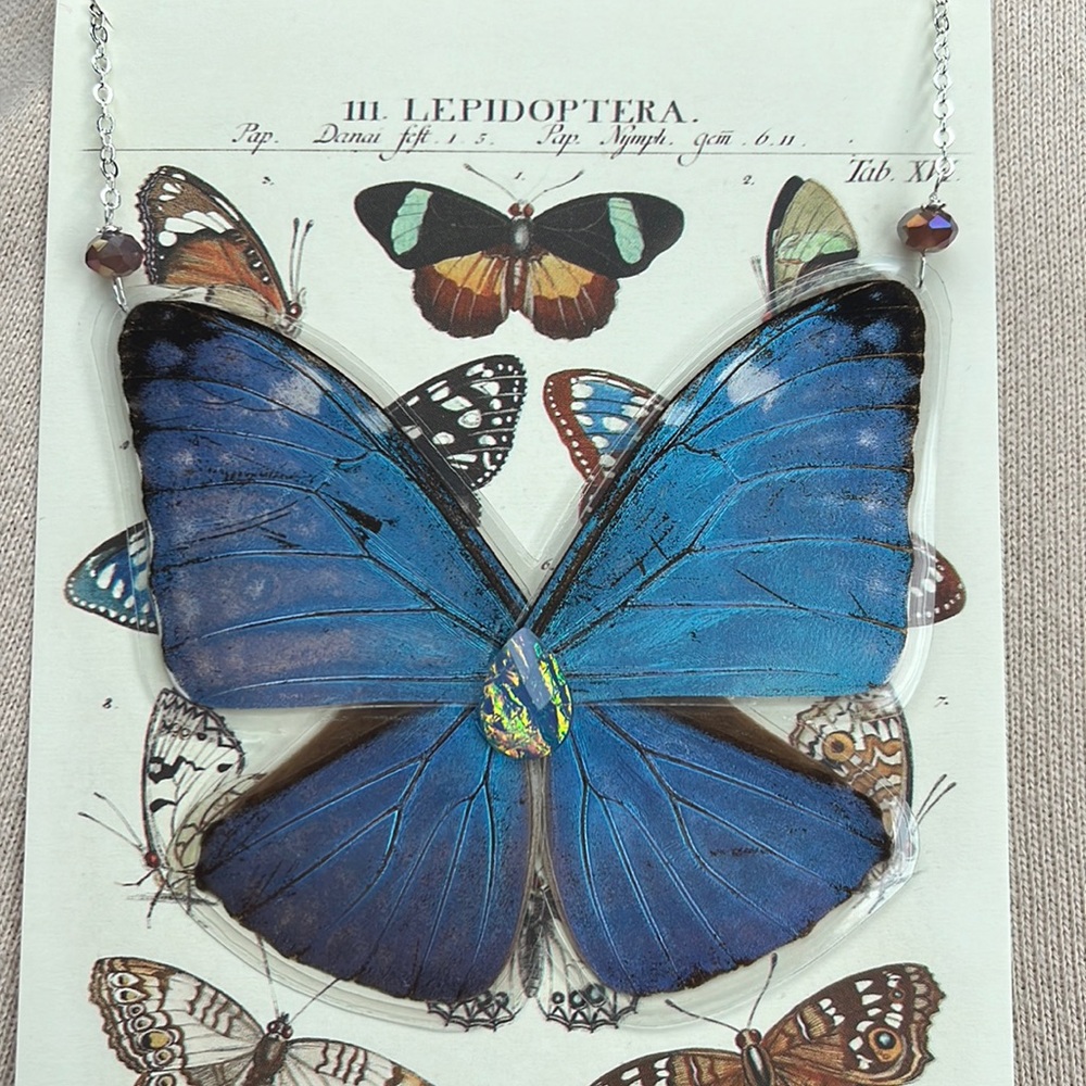 Blue Morpho Real Butterfly Statement Necklace - image 1